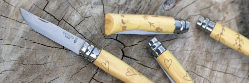 Набор в деревянной коробке из 6 ножей Opinel №7 Nature, нержавеющая сталь, рукоять самшит, гравировк, 001555 фото 5